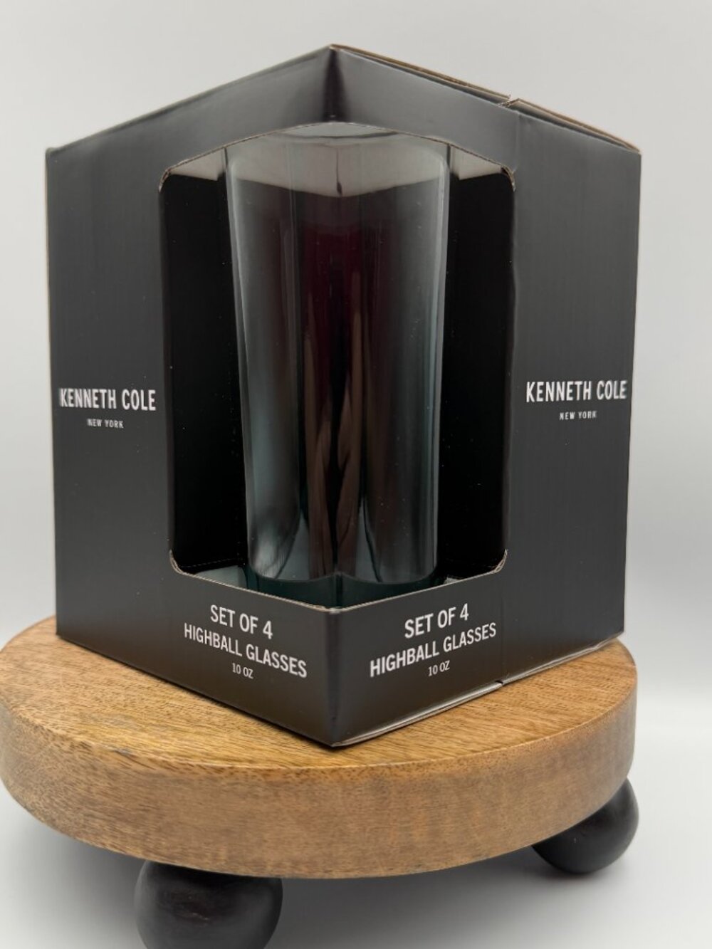 Kenneth Cole Highball Glasses Set of 4 Smokey Gradient 10 Oz NIB - Picture 3 of 10